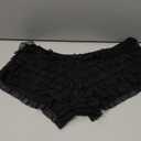 SHARICCA Womens Sexy Mesh Ruffle Panties Booty Boy Shorts Underwear (Medium-Large, Black and White)