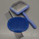 Dog Slicker Brush for Dogs Grooming Kit 4PCS | Large Dog Brush for Goldendoodles Poodles Doodles | Long Pin Haired Brush | Poodle Brushes and Comb (Blue)