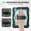 SEYMAC Case for iPad Air 11 Inch M4 / M3 / M2 (2026/2025 / 2024), Heavy Duty Shockproof Protective Case with Screen Protector, 360 Rotating Stand and Hand/Shoulder Strap, Light Blue