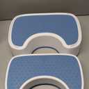 MR.SIGA Toilet Stool Squat Adult, Bathroom Stool Heavy Duty, Anti Slip Toilet Step for Bathroom, Toddler Step Stool for Kids, White & Grayish Blue