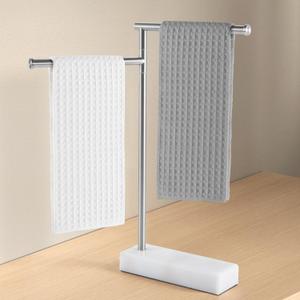KES Countertop Towel Holder Stand for Bathroom, Counter Top Swivel Towel Rack Standing with Marble Base, Free Standing Hand Towel Holder Stand 18/8 Stainless Steel Brushed Finish, BTH233-2 (19.9 Inches)