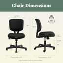 HON Volt Armless Office Chairs with Wheels, Ergonomic Adjustable Center-Tilt Recline, Fabric Back and Seat, Swivel Desk Chair, Black, Oversized