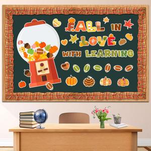 Thanksgiving Decoration,Autumn Bulletin Board Set,Fall Bulletin Board Decoration,Autumn Pumpkin Football Thanksgiving Day Decor for School Home Chalkboard Wall