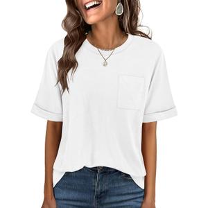 ANRABESS Women Oversized T Shirts Short Sleeve Summer Casual Loose Top Basic Tee with Pocket (XL)