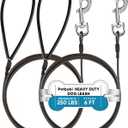 Petbobi Chew Proof Dog Leash - 6FT Metal Cable with Comfortable Padded Handle, Heavy Duty Dog Leashes for Walking Training Jogging, Brown Lead Rope for Large Medium Pets Teething Puppies, 2pcs