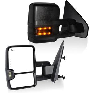 AERDM Towing Mirrors Compatible with Ford F150 2004 05 06 07 08 09 10 11 12 13 2014 Power Heated Defrost with Smoke LED Signal and Puddle Light Side Mirrors Pair set Pickup Truck Tow Mirrors Pair set