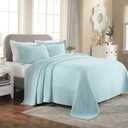 Superior Solitaire Cotton 2 Piece Bedspread Set, Home Bed Decor, Decorative Textured Bed Spread, 1 Pillow Sham, Airy Blanket, Matelasse Coverlet Bedding, All-Season Accent Blanket, Twin, Aqua