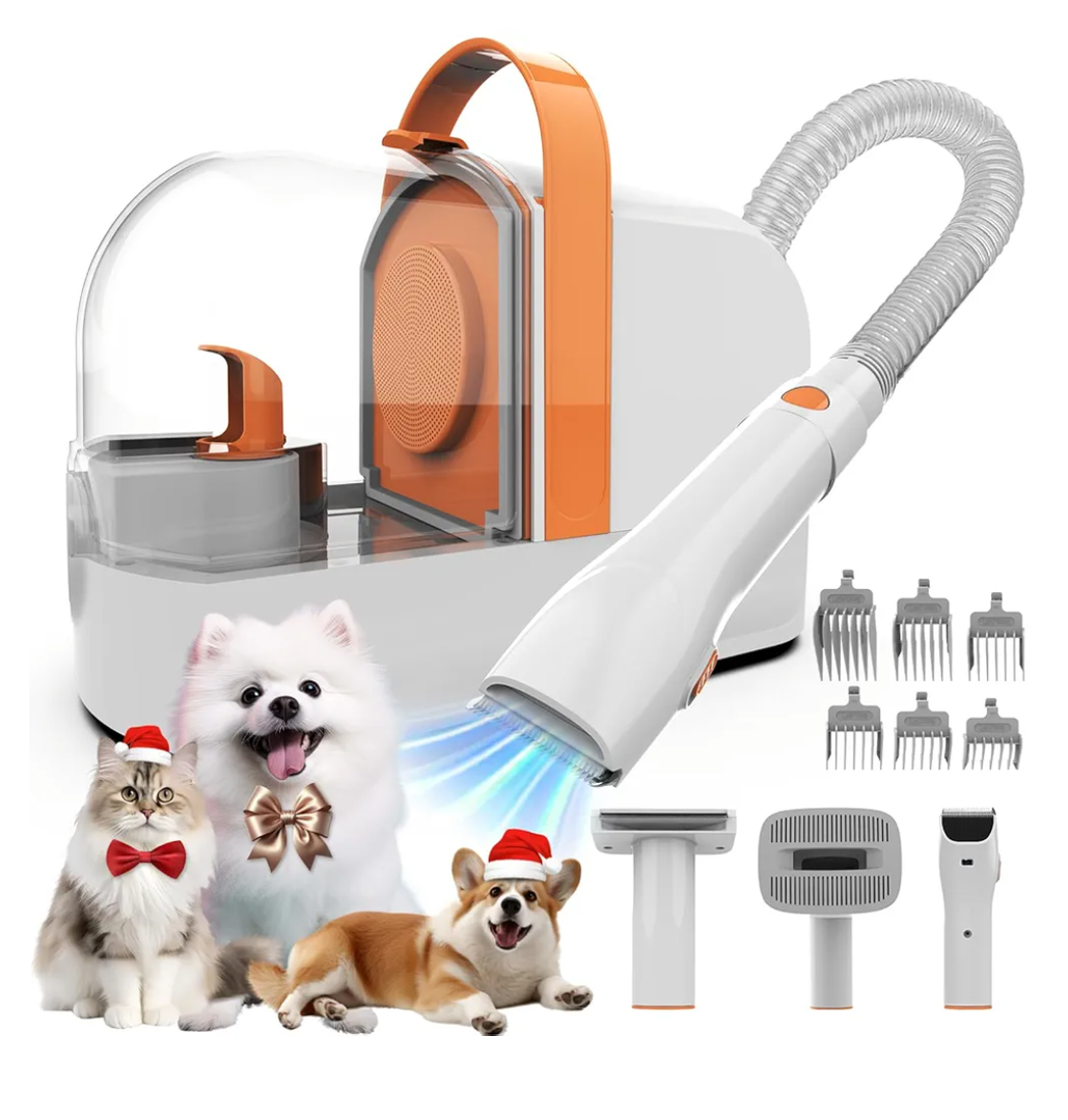 Dog Grooming Vacuum, Dog Grooming Kit with Pet Clippers, 12,000Pa Pet Hair Grooming Vacuum for Dogs, Vacuum Brush for Shedding Grooming, Low Noise Home Cleaning Tool in 1, PG10