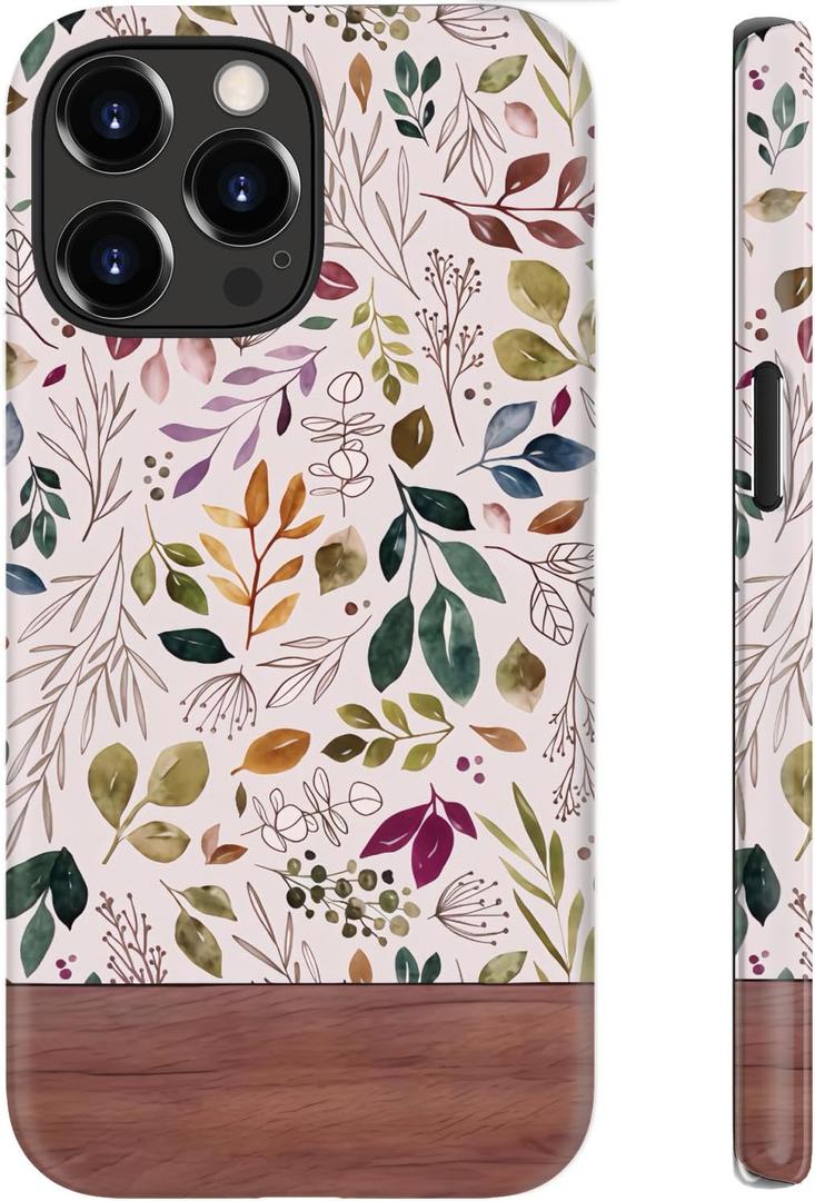 for iPhone 16 Pro Case Cute  Wireless Charging Compatible  Dual-Layer Shockproof Protection with Stylish Wildflower Design  Protective Cover for Women - Custom Vintage Floral
