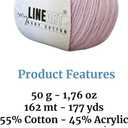 Baby Cotton Yarn, 55% Cotton 45% Acrylic, Fine (2) for Crochet and Knitting 4x1.76 Oz (4x50g) / 4x177 Yrds (4x162m), Soft Yarn, Amigurumi Yarn