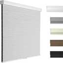 Boolegon Blackout Cellular Shades Cordless Pull Down Cellular Blinds Thermal Insulated Honeycomb Blinds for Windows, White