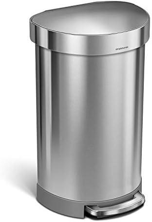 simplehuman 45 Liter/ 12 Gallon Semi-Round Hands-Free Step Trash Can, Brushed