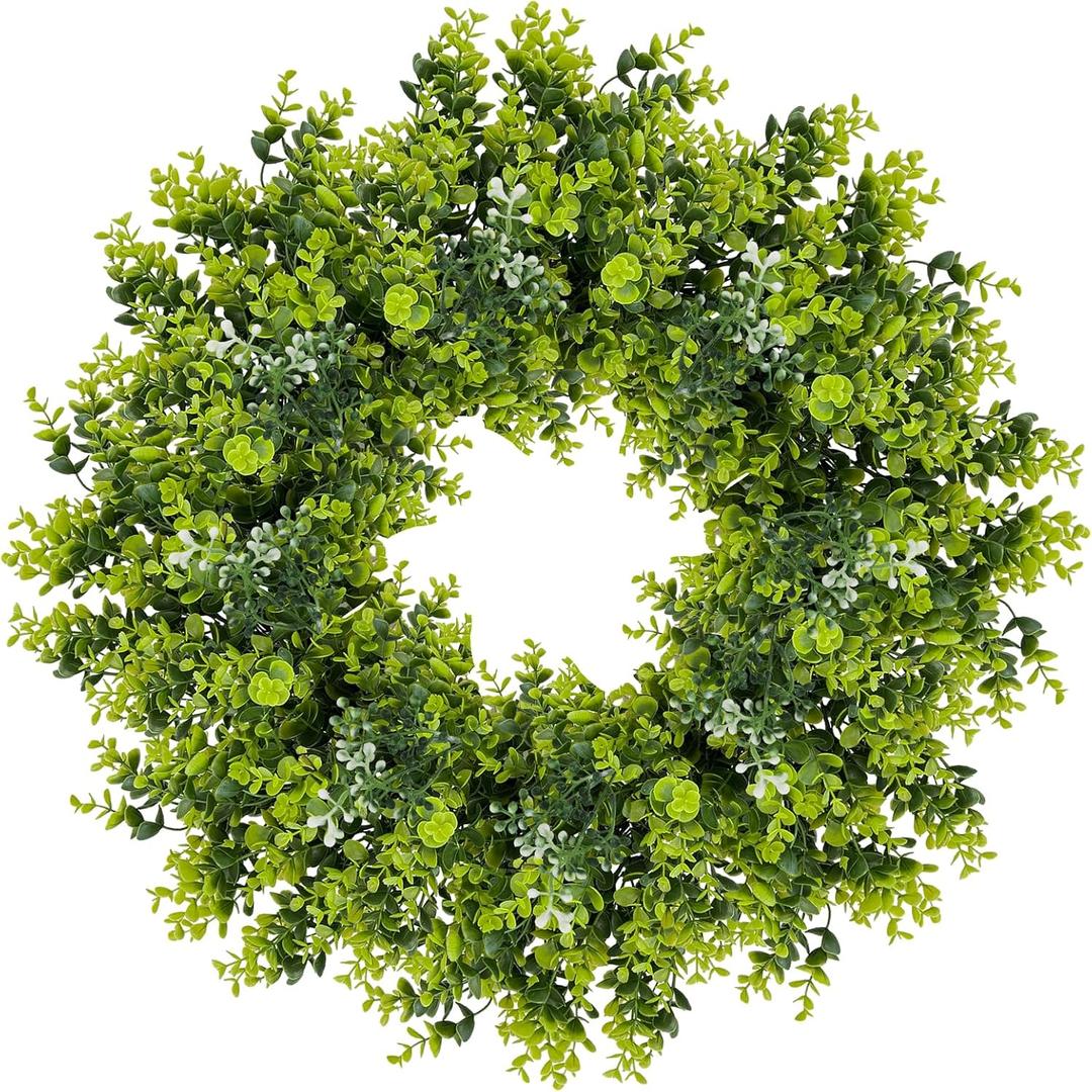 28'' Boxwood Wreath for Front Door, Spring Wreaths for Outdoor Indoor Decor