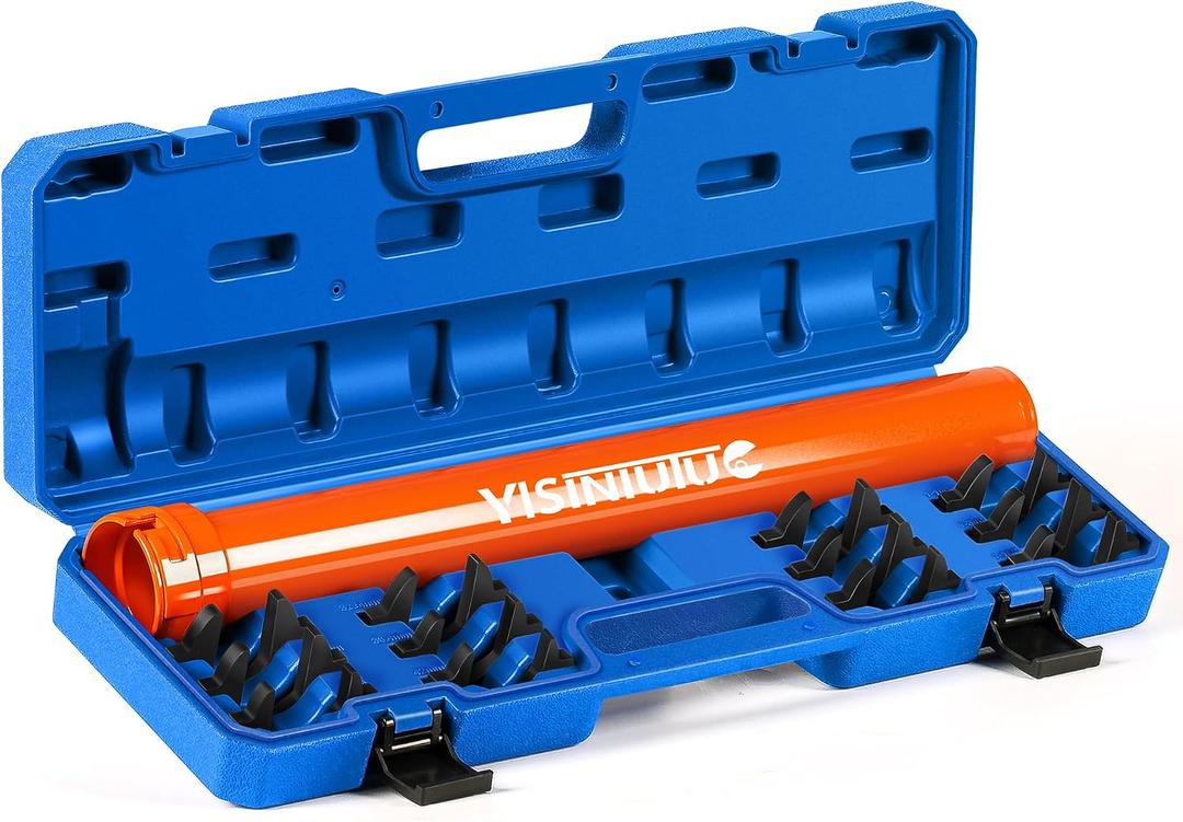 Inner Tie Rod Removal Tool Set Automotive Inner Tie Rod Tool Kit with 12 Crowfoot Adapters, 1/2 Inch Drive Tube for the Ball Head Inside the Steering Wheel, Steering Wheel Lever Wrench Set