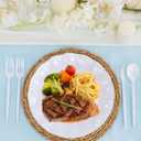 LIYH 20 Pcs Scalloped Plastic Plates Reusable 10 In - White Scalloped Plastic Dinner Plates Camping Unbreakable Outside Plate Dishwasher Safe for Wedding Party Birthday Picnic - BPA Free