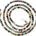 Fashion Beaded Eyeglass chain Natural Stone glasses retainer Reading glass Lanyard (Green)