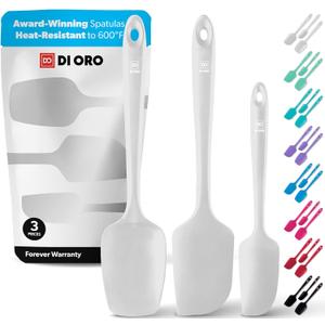 DI ORO Silicone Spatula Set - Rubber Kitchen Spatulas for Baking, Cooking, & Mixing - 600F Heat-Resistant & BPA Free Silicone Scraper Spatulas for Nonstick Cookware - Dishwasher Safe (3pc, Stone)