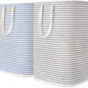 Lifewit 2 Pack Laundry Hamper Large Collapsible Laundry Basket, Freestanding Waterproof Cloth Hamper with Easy Carry Handles in Laundry Room Bedroom Bathroom College Dorm for Adult, Grey&Blue, 2 x 80L
