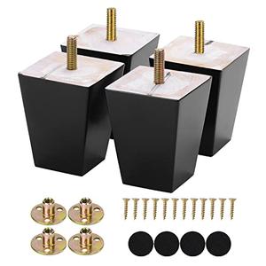 Michanco 3 Inch Black Sofa Legs Set of 4 Square Tapared Wood Furniture Feet for Couch Sofa Ottoman