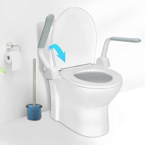 Toilet Safety Rails for Elderly (520 lbs), Handicap Toilet Rails with Foldable Handles, Toilet Assist Rails, Toilet Rails for Seniors, Heavy Duty Toilet Safety Frames Rails with Arms