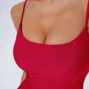 SUUKSESS Women One Piece Tummy Control Swimsuit Crisscross Backless Bathing Suit (Red, XL)