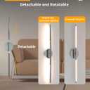 Wireless Wall Sconces Set of 2 28Inch Battery Operated Wall Lights with Remote Control360Rotate Dimmable led Wall Lamp for Living Room and Hallway (Chrome)