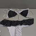 WDIRARA Women's Polka Dots Bikini Sets Ruffle Triangle 2 Piece Swimsuit Tie Backless Bathing Suit, S