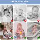 Baby Bath seat for Babies 6 Months & up, 360 Stable Toddler Bath Chair with one-Touch Button, Back Hollow Design, Water Temperature Card & 4 Suction Cups for Safety (Dark Gray)