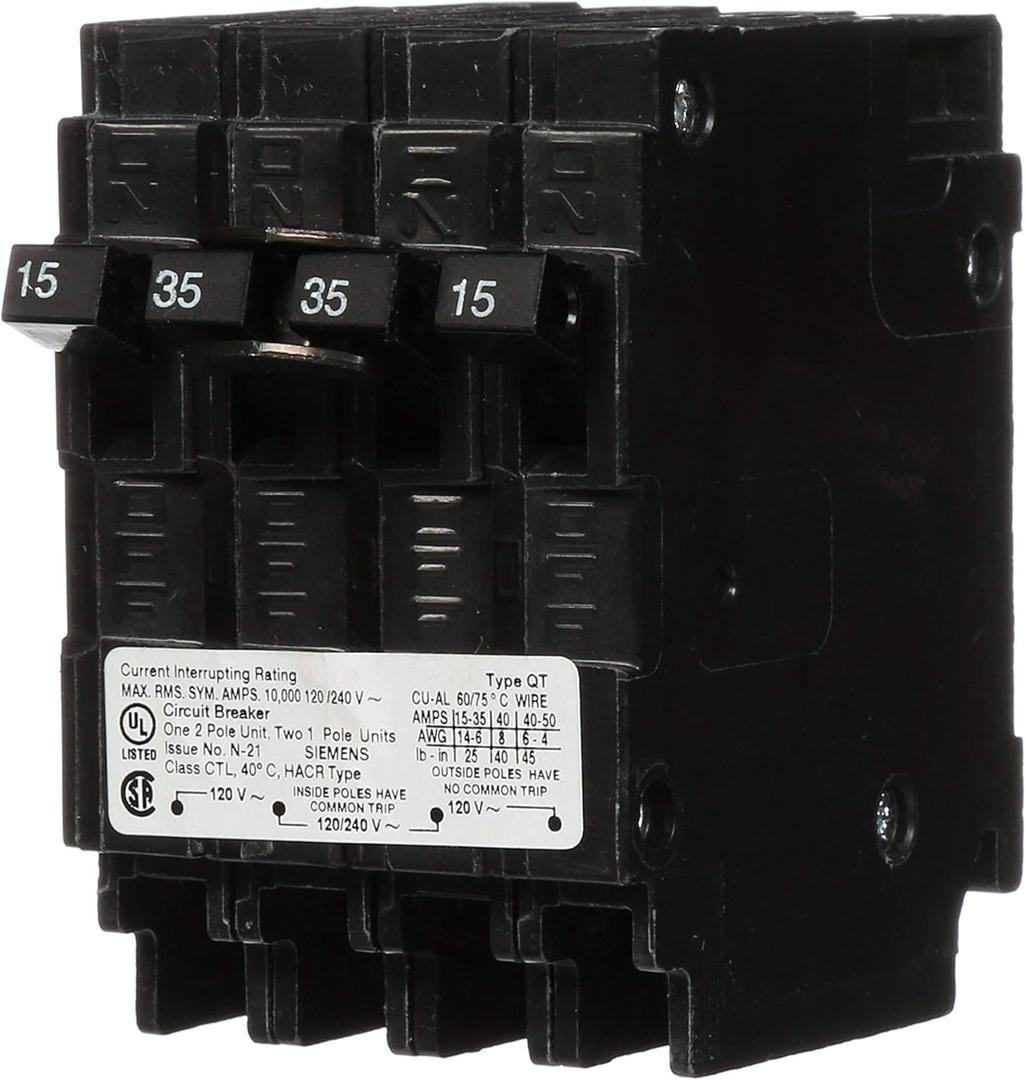 Siemens Q21535CT 15-Amp 1 Pole/35-Amp Double Pole 10-Kaic Circuit Breaker