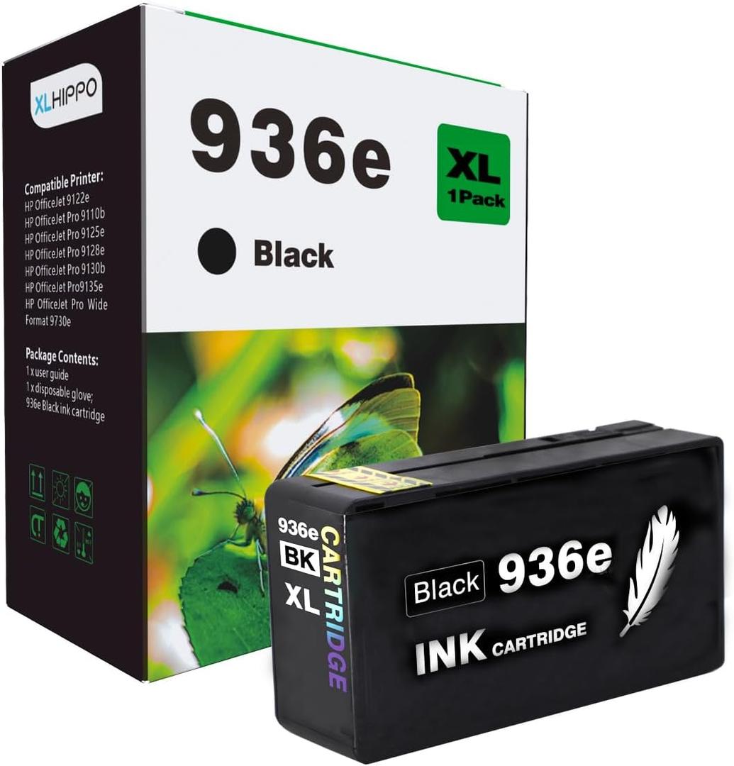 936XL Black Replacement for HP 936 Black Ink Cartridge for HP Printers 9125e 9120e Series, for 936 Series HP936 936e Black Ink, Work for OfficeJet Pro 9130e 9135e 9730e 9120 9130 (Pack of 2 * 936 e BK)