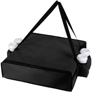 CIVJET Insulated Pizza Delivery Bag with 4 Cup Holders, 24" x 6" Pizza Warmer Bag for Hot Pizza/Drinks, Pizza Carrier for Events, Large Food Delivery Carrier for Transport/Shopping/Catering, Black