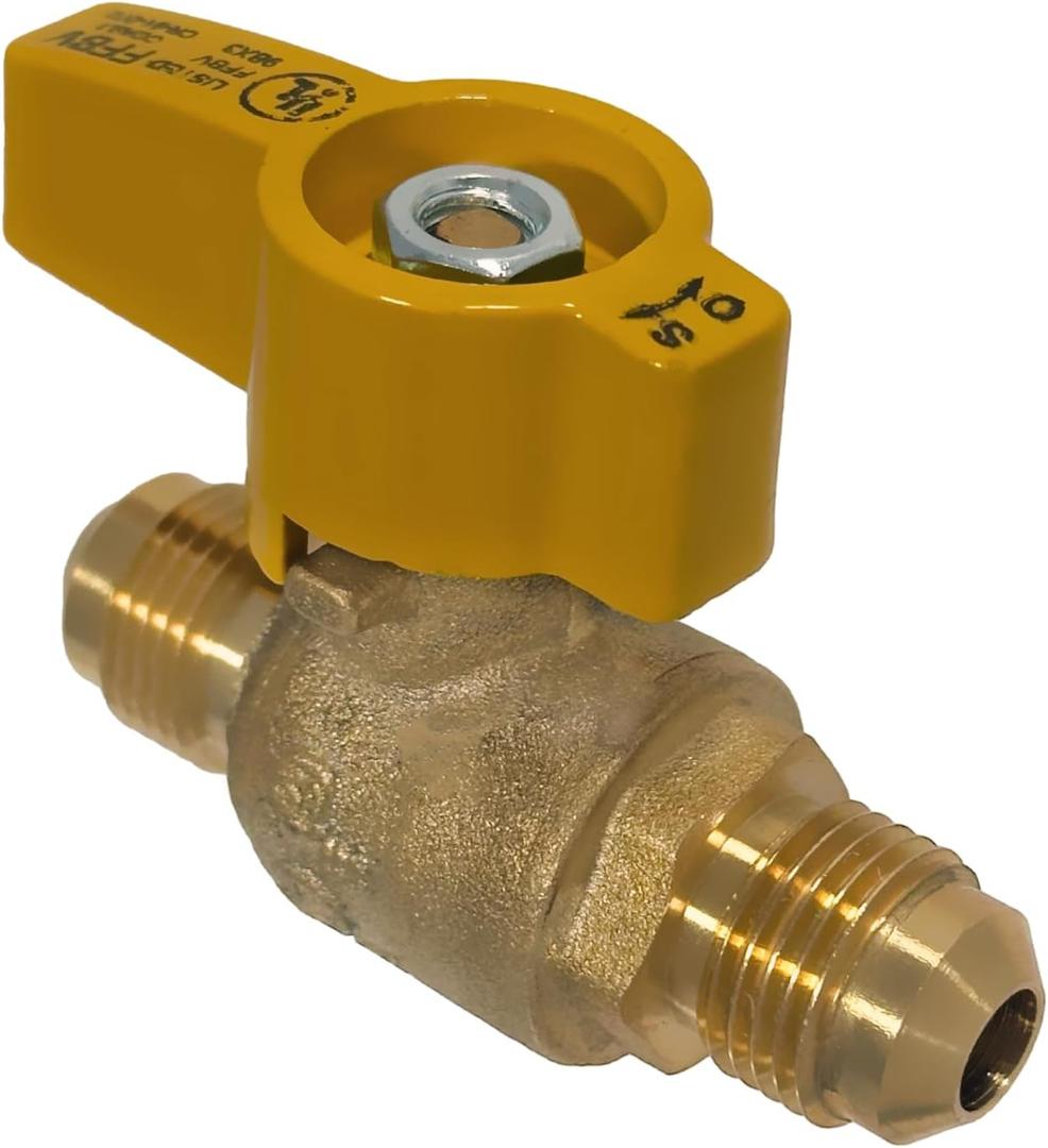 XFITTING 3/8 inch Flare X 3/8 inch Flare Gas Valve, 1/4 inch Turn - Propane and Natural Gas, 1 Piece