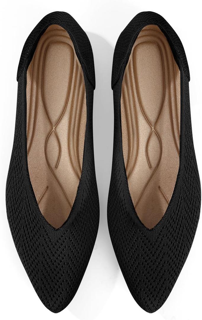 Pointed Toe Flats for Women Knit Ballet Flats Women's Comfortable Dress Shoes Casual Business Work