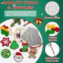 Kenburg Punch Needle Kit Christmas Coasters Set of 6, DIY Embroidery Set for Beginners Adults Kids Including Patterns, Tools, Yarns, Hoop, Instruction, Coaster Holder Art Craft Supplies