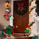 Christmas Elf Porch Goose Outfits Red Green Costume for 23" Cement Statue Winter Clothes outdoor Lawn Garden Decoration