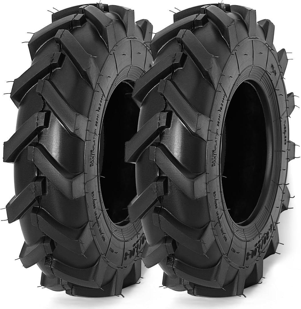 2 PCS 4.80/4.00-8 Tires, 4.80x4.00-8" Tubeless Turf Lawn Garden Tires for Tractor Tillers Golf Cart Most Garden Lawn Mower Tires