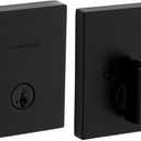 Kwikset San Clemente Deadbolt Lock, Matte Black Rectangle Exterior Keyed Front Entry Door, Pick Resistant SmartKey Rekey Security, Single Cylinder Dead Bolt, with Microban Protection