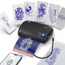 Wormhole Tattoo Stencil Printer, Mini Thermal Tattoo Printer, Bluetooth Tattoo Machines Compatible with Tablet, Smartphone for Beginners and ArtistsBlack