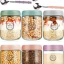 6 Pack Overnight Oats Jars with Lids & Spoons  16oz & 10oz Glass Mason Jars, Wide-Mouth Airtight Meal Prep Containers for Yogurt, Chia Pudding & Snacks
