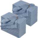 Preboun 24 Pcs Fringe Napkins Bulk Cloth Cotton Soft 17 x 17 Inch Rustic Reusable Washable Festive Square Table Napkins with Fringe for Parties Wedding Restaurant Table Accessory(Blue)