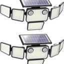 6000LM Solar Lights Outdoor, 310 LEDs Dual Motion Sensor Solar Flood Lights 6 Heads Security Wall Lights, IP65 Waterproof & Remote Control for Graden, Outside, Backyard, 2 Pack