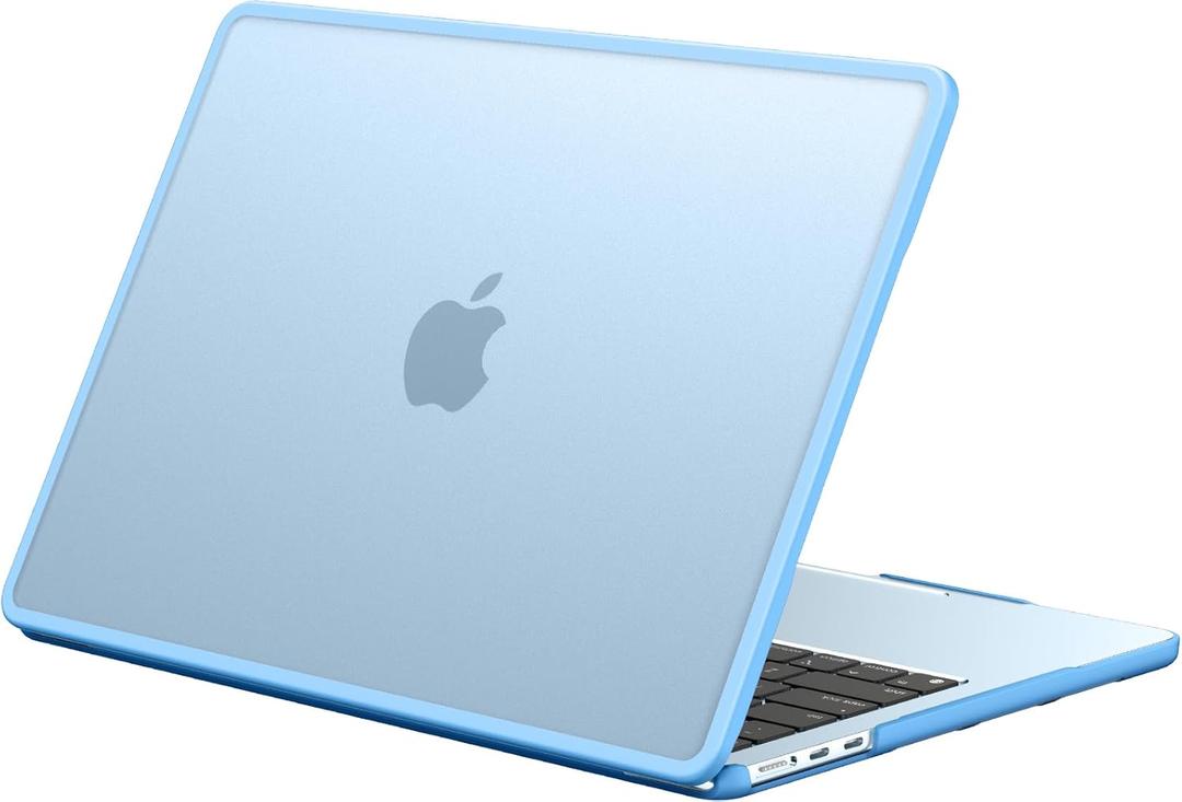BlueSwan Anti-Cracking Hard Shell Case Compatible with MacBook Air 13 inch, M5 M4 M3 M2 2026-2022 A3449 A3240 A3113 A2681, Drop Protection Soft TPU Bumper PC Base for Air 13.6 inch, Frosted Sky Blue