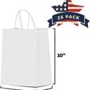 Qutuus White Paper Gift Bags with Handles Bulk 25 pcs 8x4.5x10 Medium White Paper Bags for Gifts, Valentines, Shopping, Retail