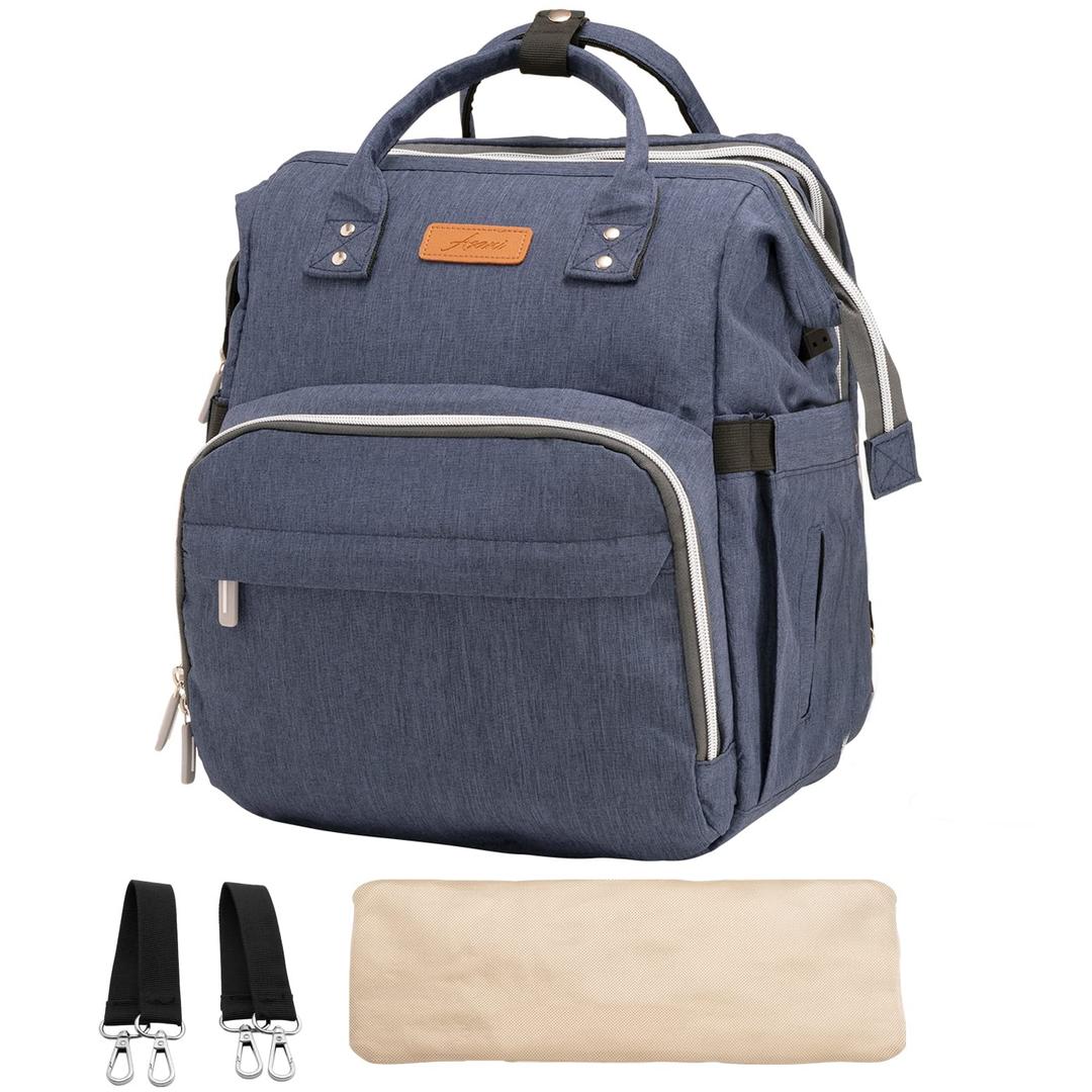 ASANI Diaper Bag Backpack, Baby Bag Waterproof Travel Diaper Bags with USB Charging Port for Baby Girls Baby Boys,w Stroller Straps (Grey