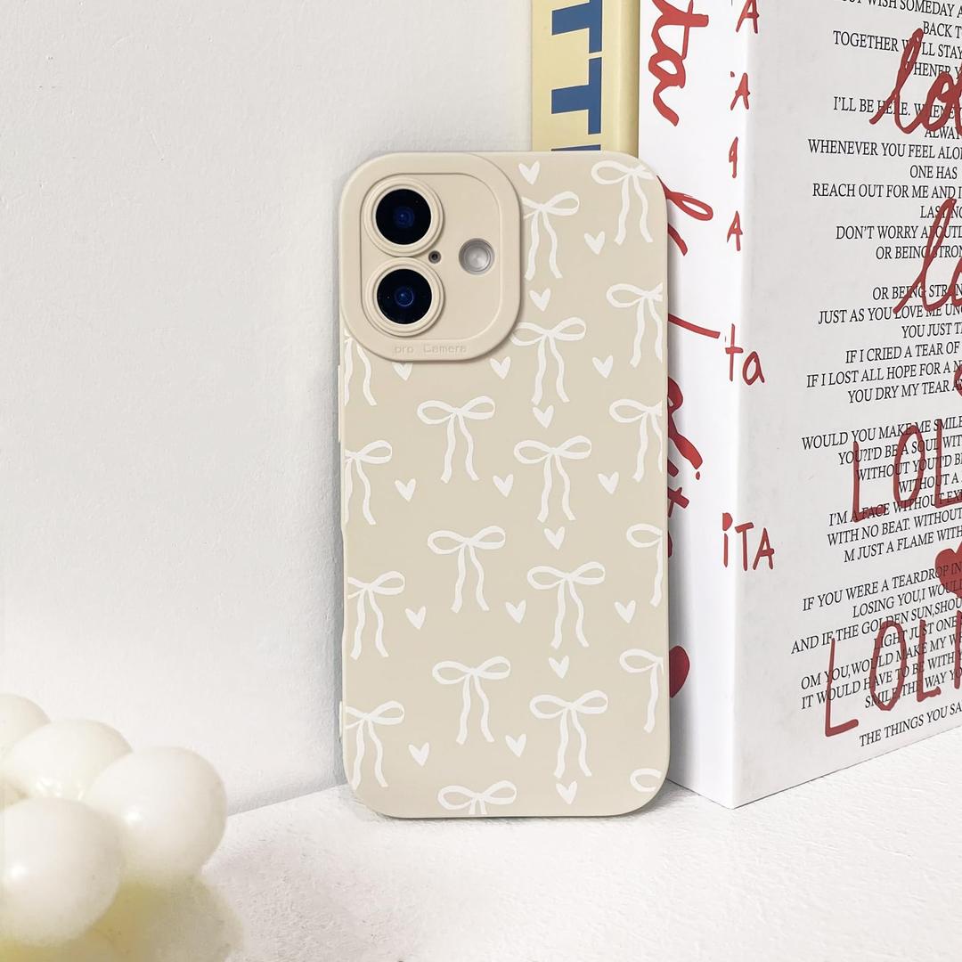 Bouvardia for iPhone 16 Case - Pink Wavy Shockproof Frame & Pink Bow Dance Pattern - Compatible with Magsafe - Anesthetic Cute Design for Women and Girls