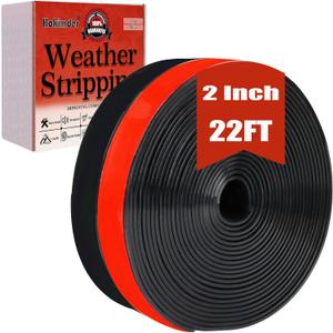 Silicone Weather Stripping - Strong Adhesive Draft Stopper Strip, 2 Inch x 22 FT Black, Fits Door, Shower, Sliding Door & Window
