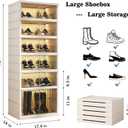 Folding Shoe Storage Cabinet with Clear Magnetic Doors, 6-Tier No-Assembly Shoe Rack Organizer, Stackable Large Capacity Shoe Box for Entryway, Closet, Fits Boots & Sneakers