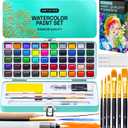 ARTISTRO 50 Color Watercolor Paint Set - Portable Paint Art Kit with Palette and Brush Pens - Travel Water Color Set for Adults, Professionals, Kids - Art and Painting Supplies - Gift Idea