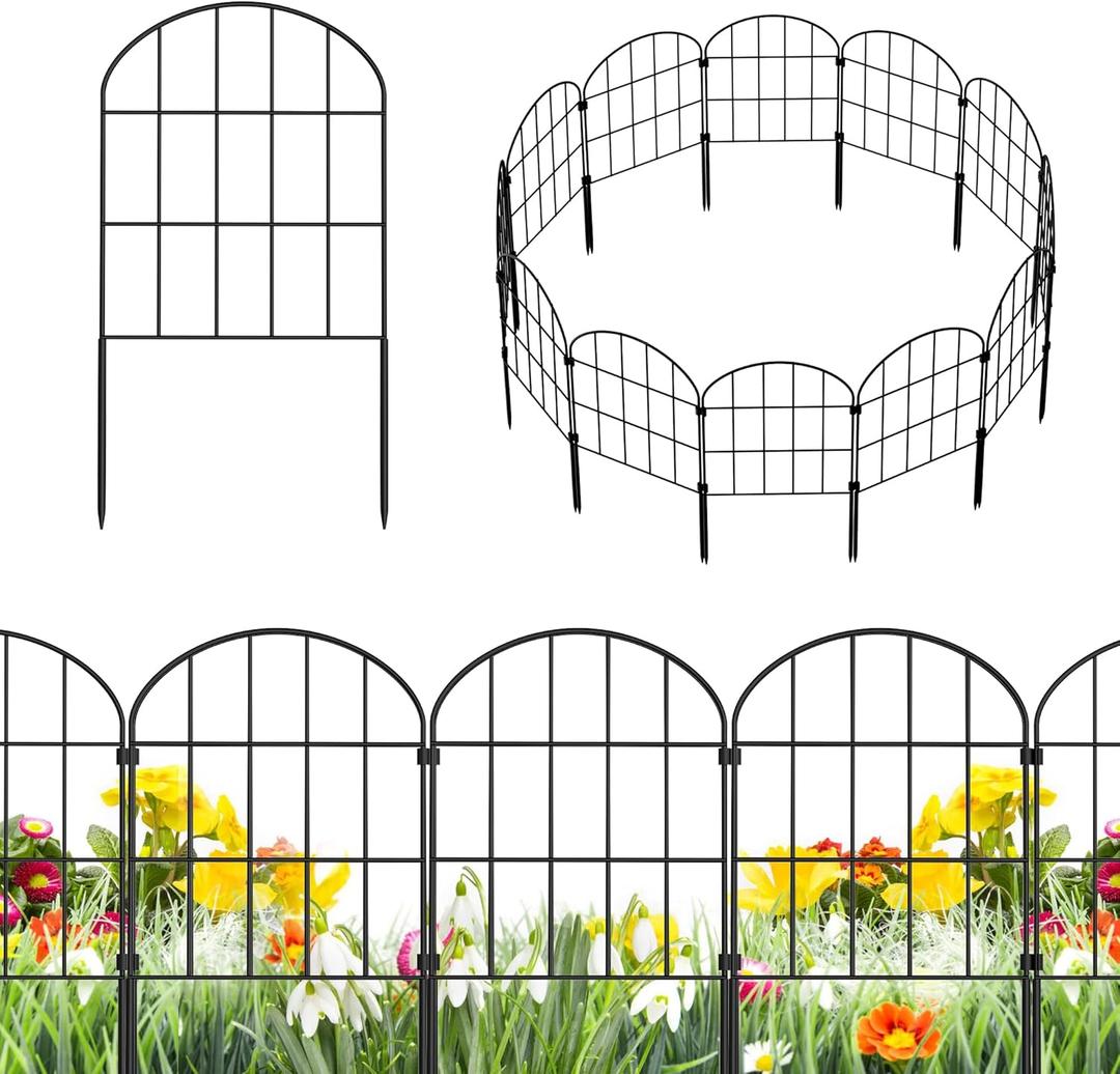 KIMAZO 25 Pack Decorative Garden Fence Panels  Metal Arched Fencing Dog Fence No-Dig Animal Barrier Fence Rustproof Garden Edging for Yard, Patio, Dog Run, Outdoor Decor Landscape & Flower Bed (27.08 ft(L) X 24 in(H) ,25 pack)