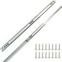 13.5 Inch Metal Drawer Slides, 2pcs Heavy Duty Ball Bearing Two Way Slide Track Rail, Silver, Side Mount, Steel